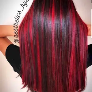 Мелирование красным цветом на темные волосы