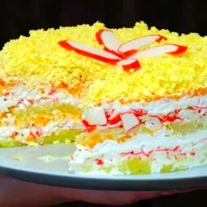 Мимоза с крабовыми палочками