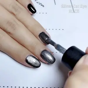 Ногти кошачий глаз серебро