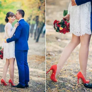 Образ невесты с красными туфлями