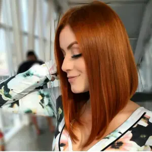 Стрижка удлиненное Боб каре цвет рыжий