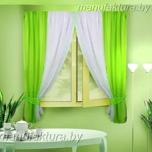 Зеленые занавески на кухню