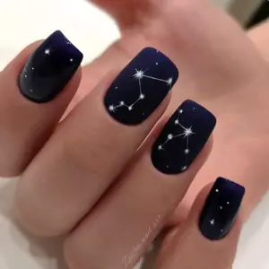 Черная матовые ногти созвездия