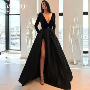 Черное длинное платье