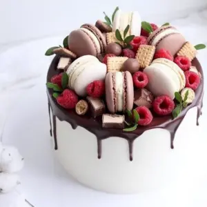 Декор торта макаронами